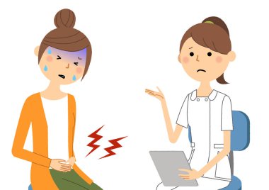 Hemşireler, Bir hemşirenin Konsültasyon/İllüstrasyon'u bir hastaya açıklarken.