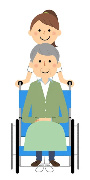护士和轮椅病人 护士和轮椅病人的插图 — 图库矢量图片