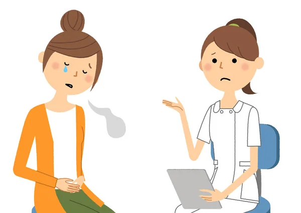 Νοσοκόμες Συμβουλές Εικονογράφηση Νοσοκόμας Που Εξηγεί Έναν Ασθενή — Διανυσματικό Αρχείο