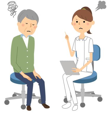 Hemşireler, Bir hemşirenin Konsültasyon/İllüstrasyon'u bir hastaya açıklarken.