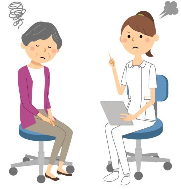 Hemşireler, Bir hemşirenin Konsültasyon/İllüstrasyon'u bir hastaya açıklarken.