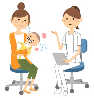 Hemşireler, Bir hemşirenin Konsültasyon/İllüstrasyon'u bir hastaya açıklarken.