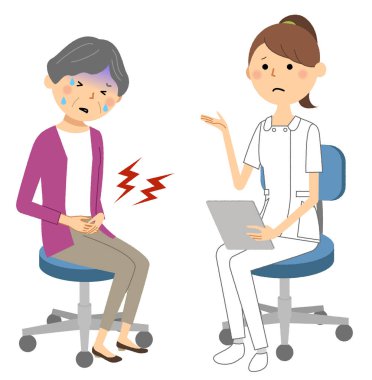 Hemşireler, Bir hemşirenin Konsültasyon/İllüstrasyon'u bir hastaya açıklarken.