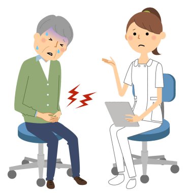 Hemşireler, Bir hemşirenin Konsültasyon/İllüstrasyon'u bir hastaya açıklarken.