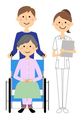 Hemşireler ve tekerlekli sandalye hastaları/Hemşire ve tekerlekli sandalye hastalarının çizimleri.