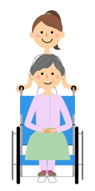 Hemşireler ve tekerlekli sandalye hastaları/Hemşire ve tekerlekli sandalye hastalarının çizimleri.