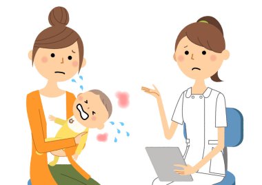 Hemşireler, Bir hemşirenin Konsültasyon/İllüstrasyon'u bir hastaya açıklarken.