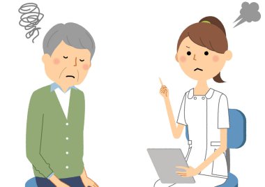 Hemşireler, Bir hemşirenin Konsültasyon/İllüstrasyon'u bir hastaya açıklarken.