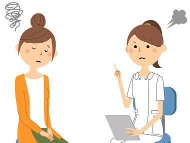 Hemşireler, Bir hemşirenin Konsültasyon/İllüstrasyon'u bir hastaya açıklarken.