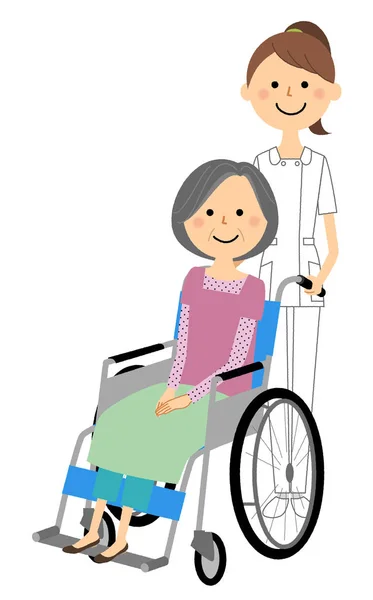 Zdravotní Sestry Invalidní Vozík Pacientů — Stockový vektor
