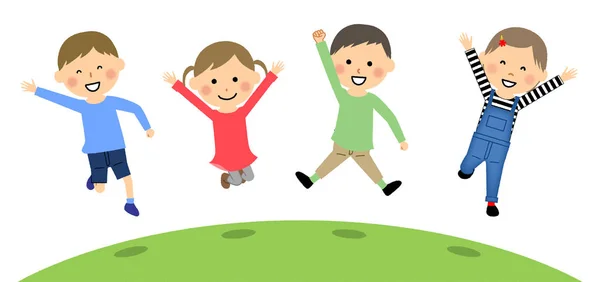 Jumping Children Est Une Illustration Enfants Qui Sautent — Image vectorielle