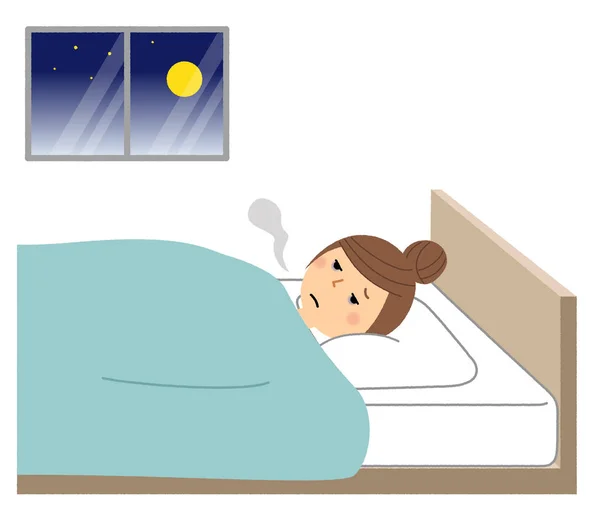 Wanita Muda Mama Insomnia Illustration Dari Seorang Wanita Muda Tanpa - Stok Vektor