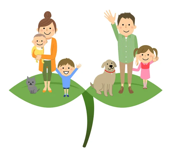 Goede Familie Jonge Bladeren Een Illustratie Van Een Goede Familie — Stockvector