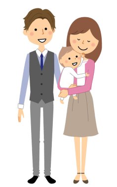 Genç çift ve bebek / bebek ve genç bir çift gösteren bir örnek bulunmaktadır.