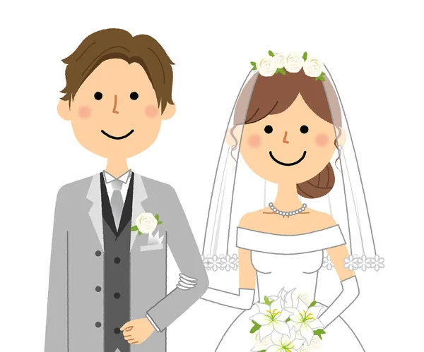 Braut Und Bräutigam Hochzeit Illustration Eines Jungen Paares Bei Einer — Stockvektor