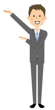 İşadamı, açıklama/açıklamak için genç bir adam resmi.