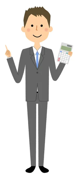 Empresário Calculadora Uma Ilustração Homem Negócios Com Uma Calculadora — Vetor de Stock