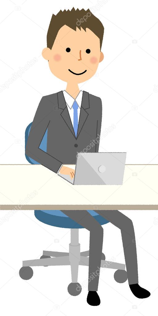 Businessman,Laptop/It is an illustration of an businessman with a laptop computer.