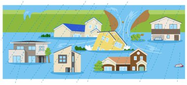 Sel basmış bir ev. Bu, su basmış bir evin resmi..