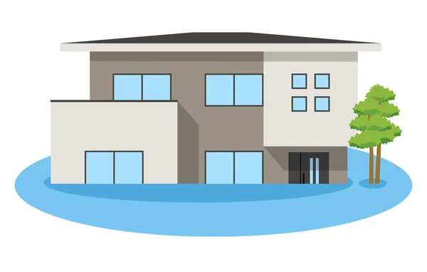 Une Maison Inondée Voici Une Illustration Une Maison Inondée — Image vectorielle