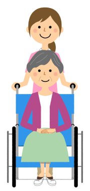 Tekerlekli sandalyedeki yaşlı kişi ve bakıcı / tekerlekli sandalyedeki yaşlı kişi ve bakıcı resmi.