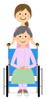 Tekerlekli sandalyedeki yaşlı kişi ve bakıcı / tekerlekli sandalyedeki yaşlı kişi ve bakıcı resmi.