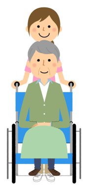 Tekerlekli sandalyedeki yaşlı kişi ve bakıcı / tekerlekli sandalyedeki yaşlı kişi ve bakıcı resmi.