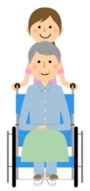 Tekerlekli sandalyedeki yaşlı kişi ve bakıcı / tekerlekli sandalyedeki yaşlı kişi ve bakıcı resmi.