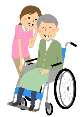 Tekerlekli sandalyedeki yaşlı kişi ve bakıcı / tekerlekli sandalyedeki yaşlı kişi ve bakıcı resmi.