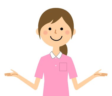 Bakıcı, hemşire yardımcısı, rehber. Bu, rehberlik eden bir hemşire kadrosunun çizimi..