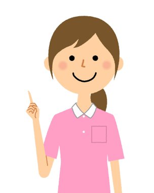 Bakıcı, hemşirelik asistanı, parmak işareti / Bakıcının parmağını gösteren bir çizim.