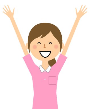 Bakıcı, hemşire yardımcısı, her iki elini de ver / İki elini de havaya kaldırmış bir bakıcının resmi.