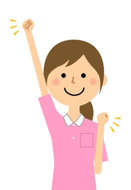 Bakıcı, hemşire asistanı, Zafer Mola / Bu zafer pozu veren bir hemşire kadrosunun çizimi.