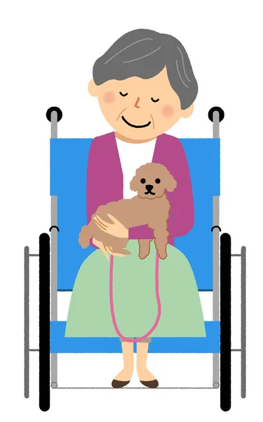 Animal Assisted Therapy Illustration Einer Älteren Person Die Eine Tiertherapie — Stockvektor