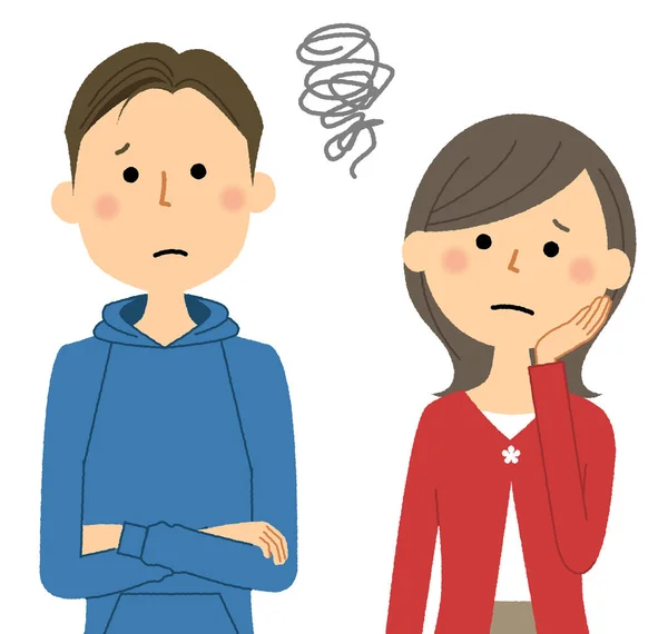 Illustration Young Couple Who Had Problem - Stok Vektor