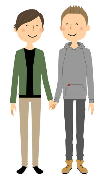 Lgbt Homosexuell Hålla Händer Illustration Ett Homosexuellt Par Som Håller — Stock vektor