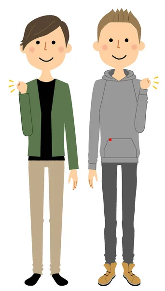 Lgbt Homosexuel Victory Pause Illustration Couple Homosexuel Pose Victorieuse — Image vectorielle