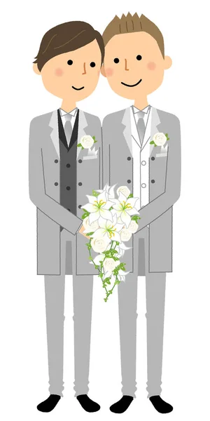 Lgbt Mariage Homosexuel Illustration Couple Homosexuel Mariant — Image vectorielle