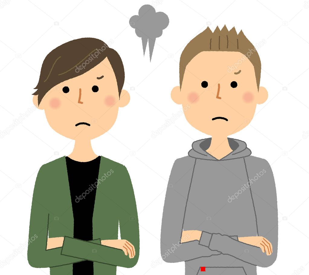 LGBT, homosexual, Anger/Illustration of a homosexual couple getting angry.