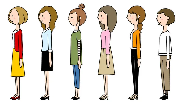 Mulheres Uma Ilustração Mulheres Jovens —  Vetores de Stock