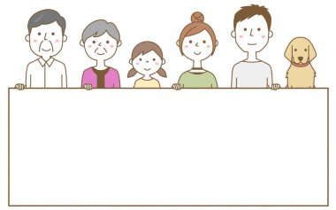 Beyaz tahtası olan mutlu aile / Beyaz tahtası olan mutlu aile tasviri.