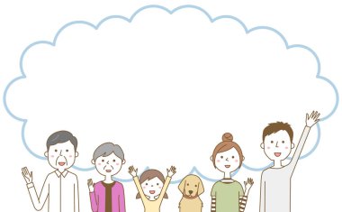 Mutlu aile, konuşma balonu / Mutlu aile konuşma balonu çizimi.