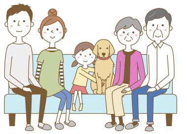Aile kanepede dinleniyor. Kanepede dinlenen bir ailenin görüntüsü..