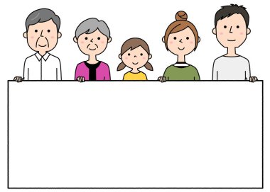Beyaz tahtası olan mutlu aile / Beyaz tahtası olan mutlu aile tasviri.