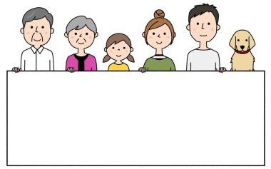 Beyaz tahtası olan mutlu aile / Beyaz tahtası olan mutlu aile tasviri.