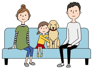 Aile kanepede dinleniyor. Kanepede dinlenen bir ailenin görüntüsü..