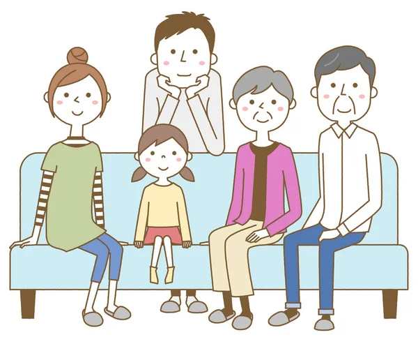 Familia Relajándose Sofá Ilustración Una Familia Relajándose Sofá — Archivo Imágenes Vectoriales