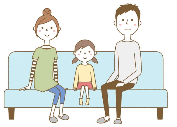 Familia Relajándose Sofá Ilustración Una Familia Relajándose Sofá — Vector de stock