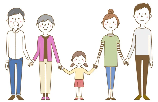 Familia Feliz Cogida Mano Ilustración Una Familia Feliz Cogida Mano — Archivo Imágenes Vectoriales