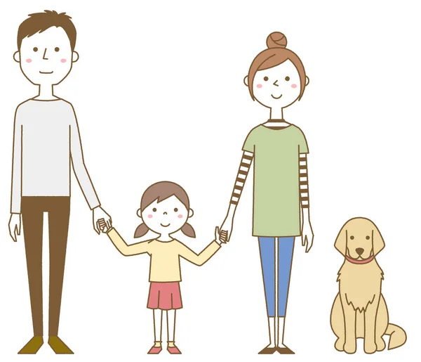 Glückliche Familie Händchen Haltend Illustration Einer Glücklichen Familie Händchen Haltend — Stockvektor